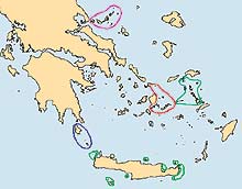 Περιοχές που σαρώθηκαν στο Αιγαίο κατά τη διάρκεια του 1ου χρόνου της απογραφής 